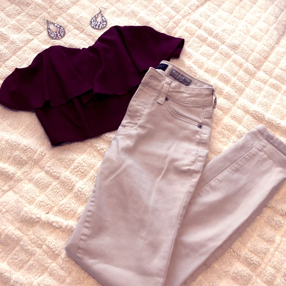 Aeropostale Light Beige Skinny Jeans (Size 25)